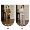 Elegantní letní dvoudílný set pro ženy středního věku: Imitace hedvábné halenky a topu