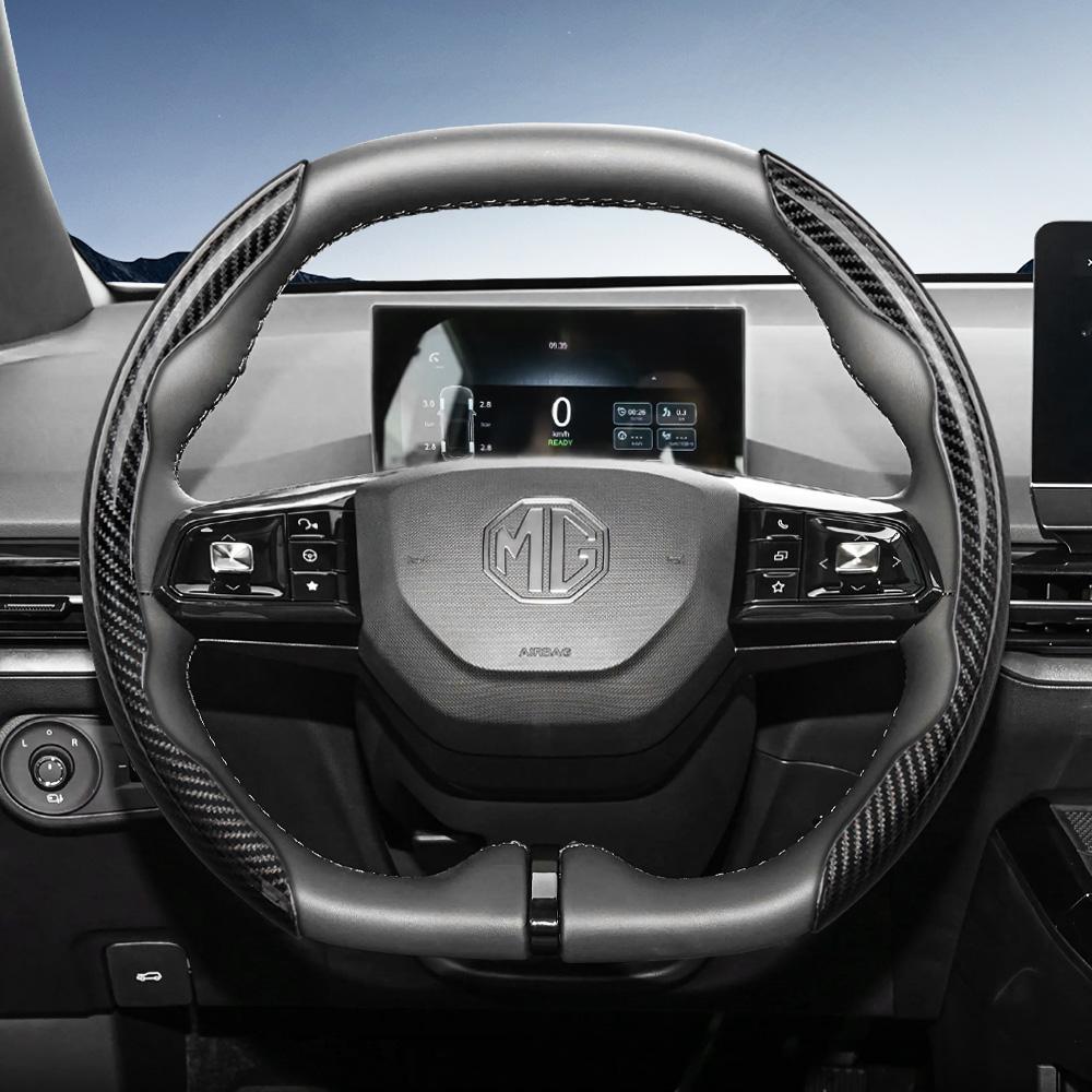 Suitable for Mg Carbon Fiber Texture Steering Wheel Covers with Segmented Quick-Release Design, Durable, Compatible with Zs Astor Ev Hs Phev Mg4 Mg3 M
