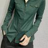 Spring Women's Long Sleeve Green Shirts Autumn Office Lady Pocket Blouses Women Button Up Tops