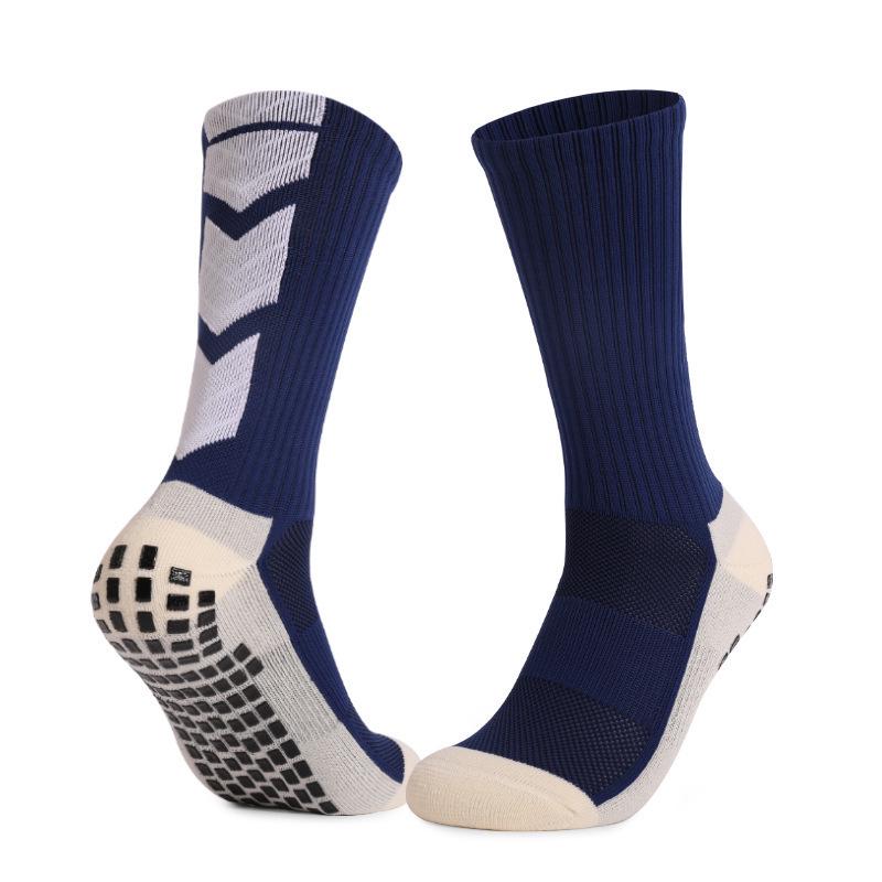 

Mid-Calf Arrow Style Football Socks: Sweat-Wicking, Odor-Resistant, Anti-Slip with Gel Dot Technology. With Gel Anti-slip Dot темно-синього кольору