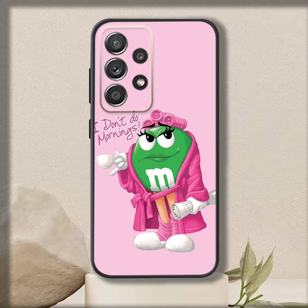 M-MS Chocolate Phone Case For Samsung S 25,24,23,22,30,21,10,9,Ultra,Plus,Lite,FE,4,5 G Soft Black Case