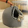 Warm Cat Cave Bed Cozy Pet Calming Nest Plush Hooded Cat Bed Fluffy Winter Cat Cave with Removable Inner Cushion for Indoor Small Cats Under 20lbs