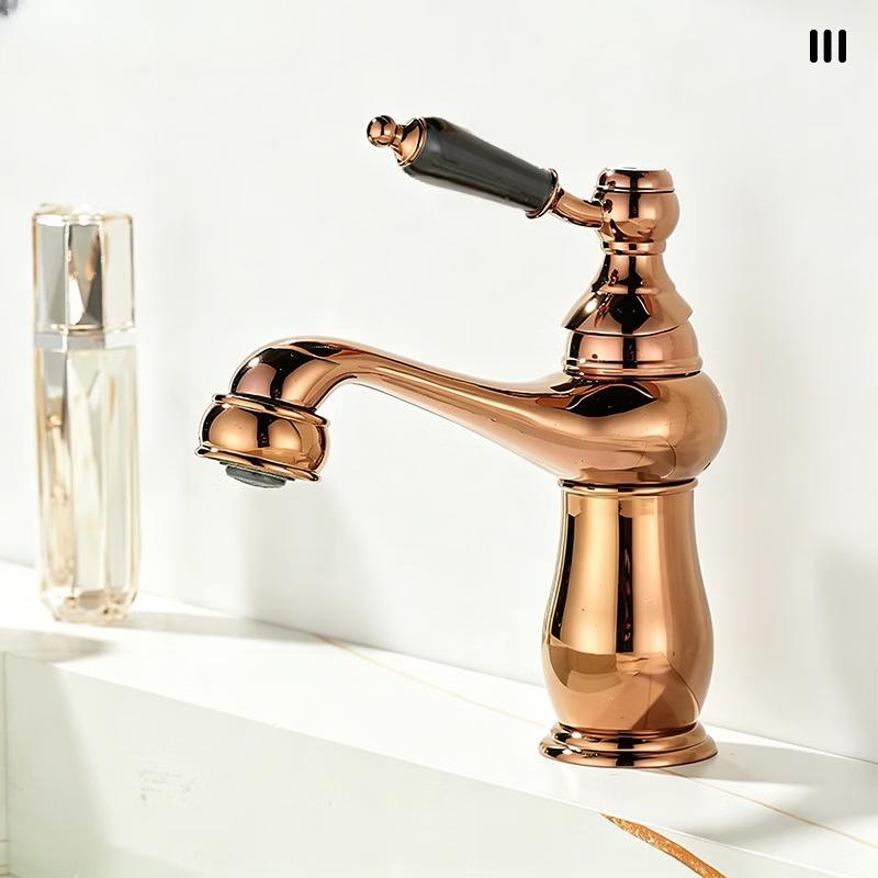 TLXT Luxury Rose Gold Brass Basin Faucet