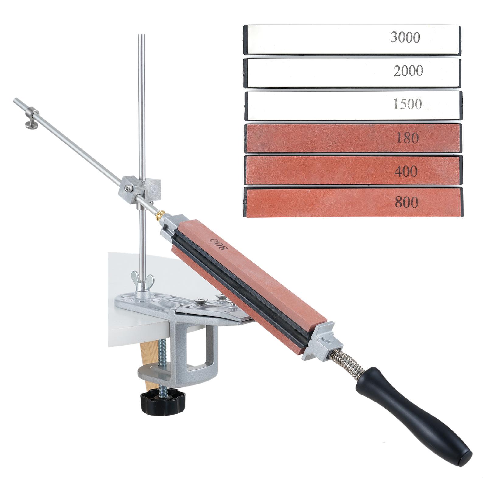 Professional Knife Sharpener with 6 Whetstones 360 degrees  Rotation   Design Fixed-Angle Stainless Steel Kitchen Chef Knife Sharpening Kit Abrasiv