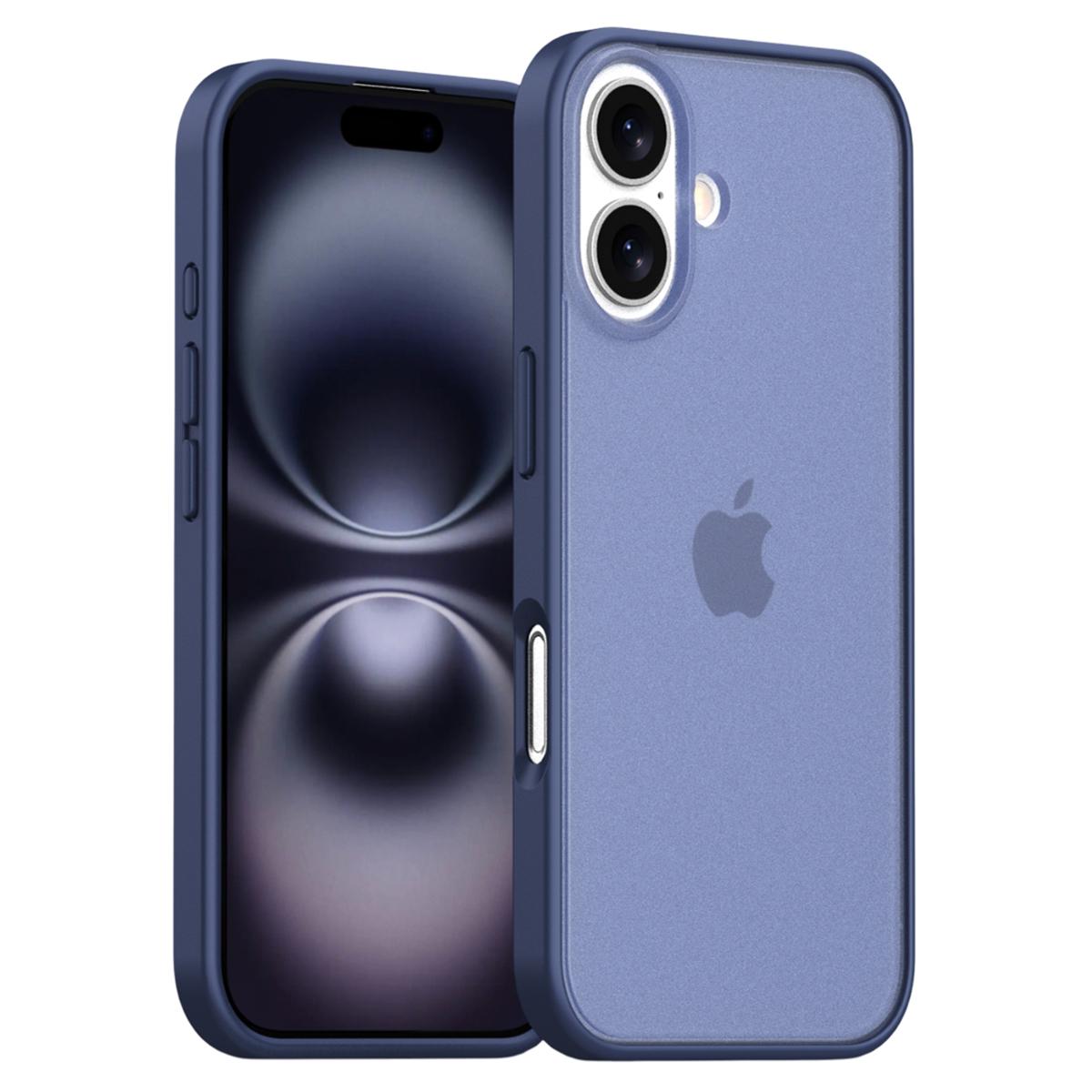

For iPhone 16 Plus Case Skin Feel Frosted PC + TPU Protective Phone Cover B