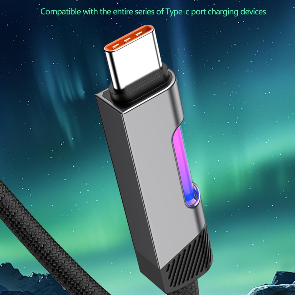 RGB Fast Charging Cable 100W 6A USB Type C Charge Cable with RGB Ambient Light