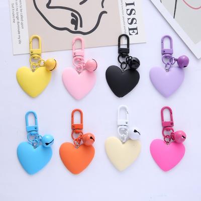 Candy-colored Heart-shaped Bell Keychain, Cute Girl Heart-shaped Peach-shaped Headphone Case, Bag Pendant Accessory.
