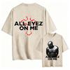 Rapper Tupac 2pac All Eyez On Me Cross Vintage Washed T Shirt Men Hip Hop Fashion Retro Tshirt Mens Casual Oversized Tshirts