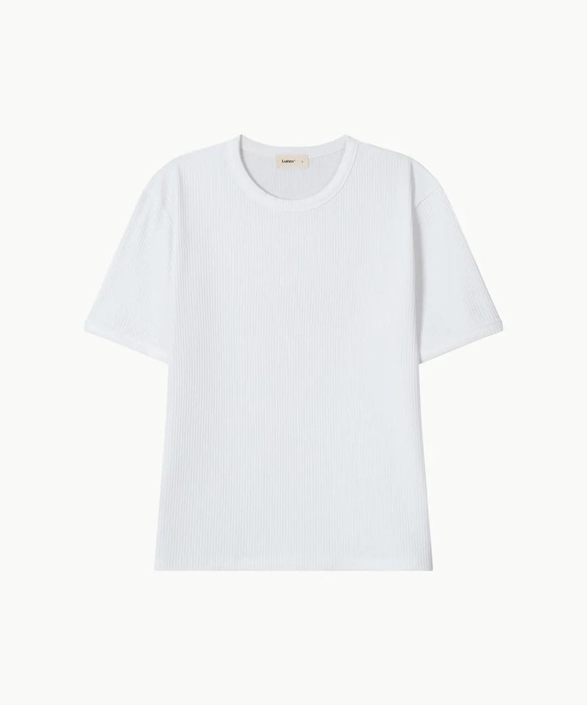 Leondi Rib Slim Short Sleeve T-Shirt - White