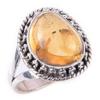 Natürlicher Citrin Edelstein Handarbeit 925 Sterling Silber Ring Größe 7 y4W29