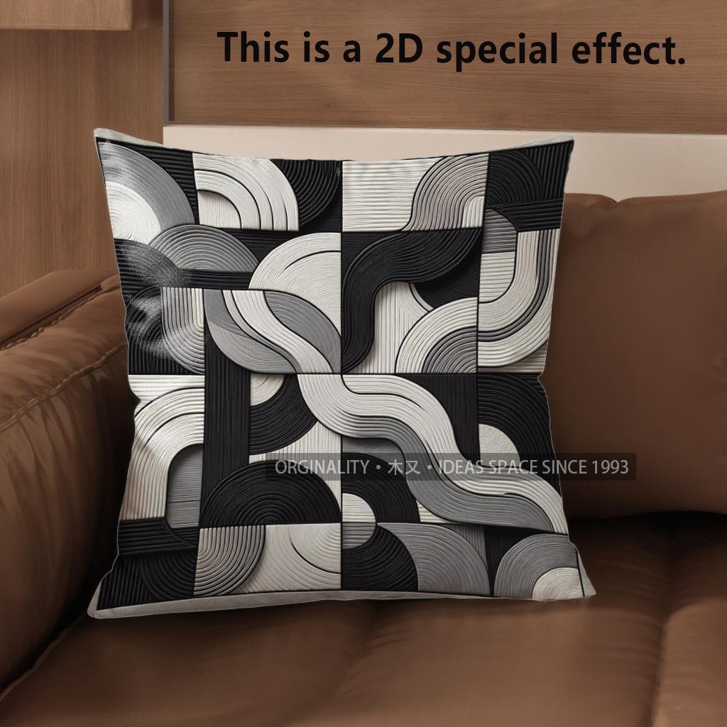 2D Modern Abstract Pattern Decorative Pillow Covers Pattern Cushion Cover Suitable For Sofa Bedroom Car Pillow Cover
