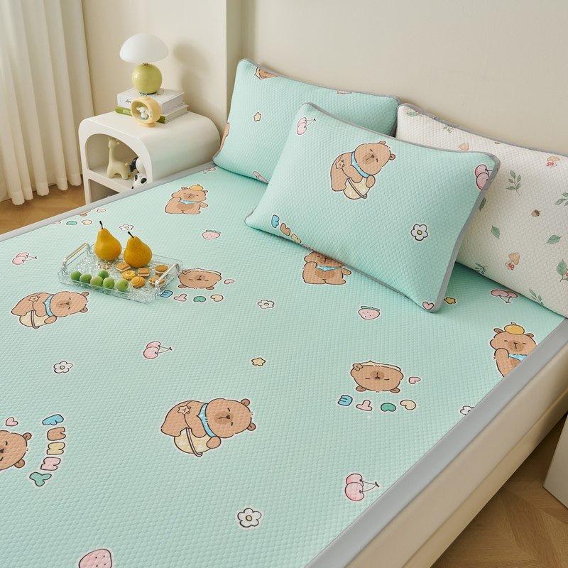 Ice Silk Cool Mat Set - Washable, Soft Three-Piece for Single Dorm Bed, 2026 Design.