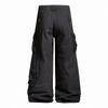 Mens Vibe High Street Cargo Pants Solid Color Loose Wide Leg Work Trousers With Multiple Pockets