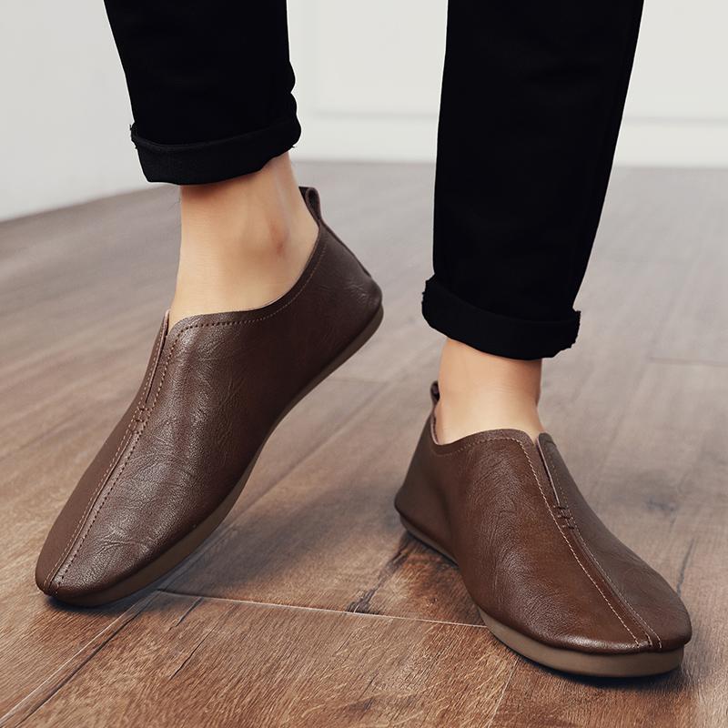 Hand-stitching Men's Casual Shoes Comfortable Man Soft Loafers Genuine Leather Moccasins Slip on Flats Simple Male Driving Shoes