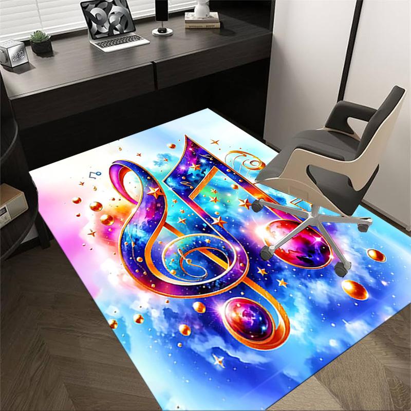 1PC Music Note Cosmic Extra Large Non Slip Floor Carpet, Office, Family, Bedroom Large Area Rug Indoor Rugs, Vibrant Colors