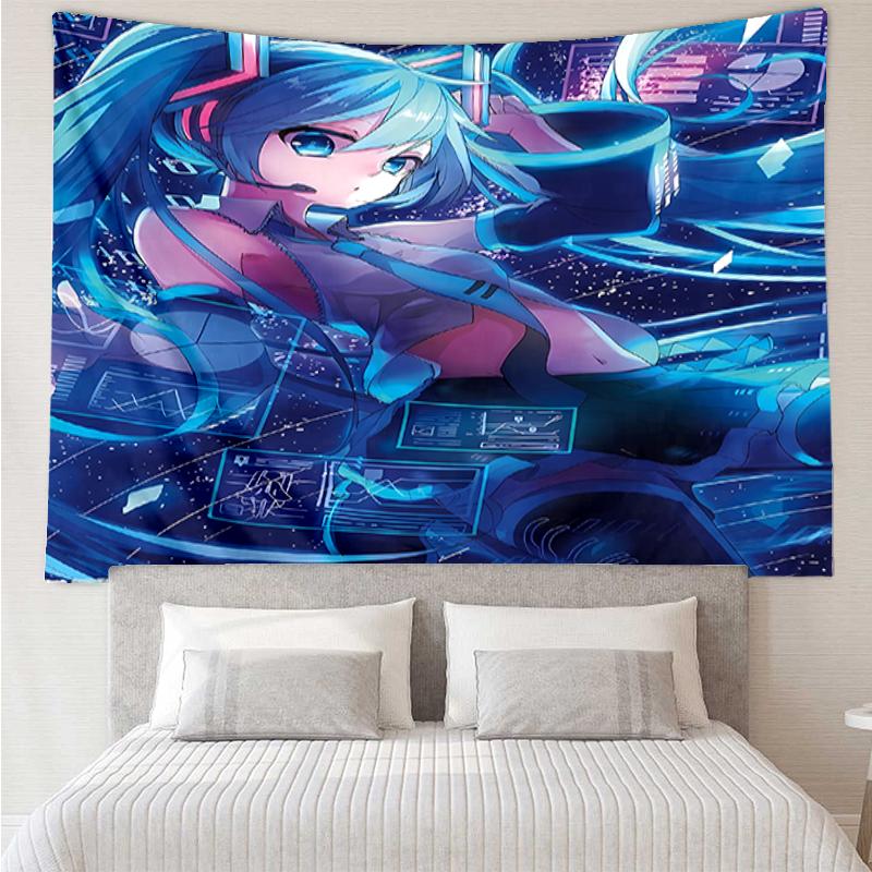 Hatsune-Miku Druck Wandteppich, Hintergrund, Einfache Montage, Ideal für Schlafzimmer, Büro & Wohnzimmer, mit Ästhetischer Wanddekoration.