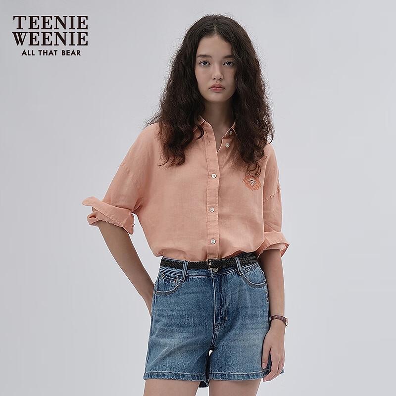 Teenie Weenie Women's Linen Blend Bear Shirt