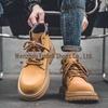 Men's 2024 British Retro Yellow High-Top Desert Work Boots - Casual Martin Style for Spring & Autumn