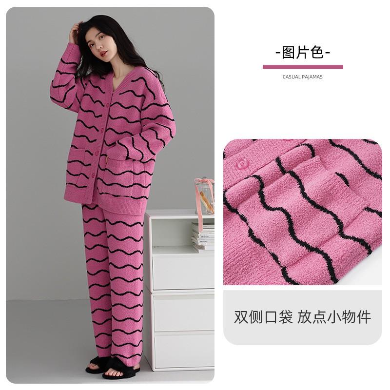 Womens Thick Fleece Pajama Set Winter Cozy Lounge Wear Soft Warm Sleepwear Outfit Home Light Outdoor Use