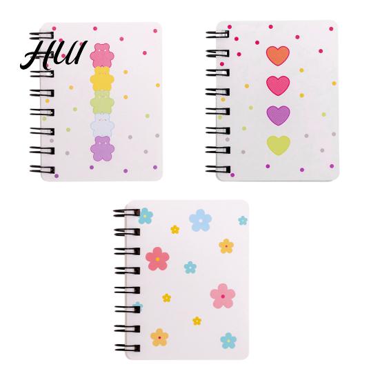 Rollover Coil Journal 2Pcs Cartoon Notebook Mini A7 Portable Spiral Memo Pad for Students Cute Flower Journaling School Travel Notepad
