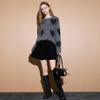 Sancai 2025 Winter High-Waist Pleated Knit A-Line Skirt