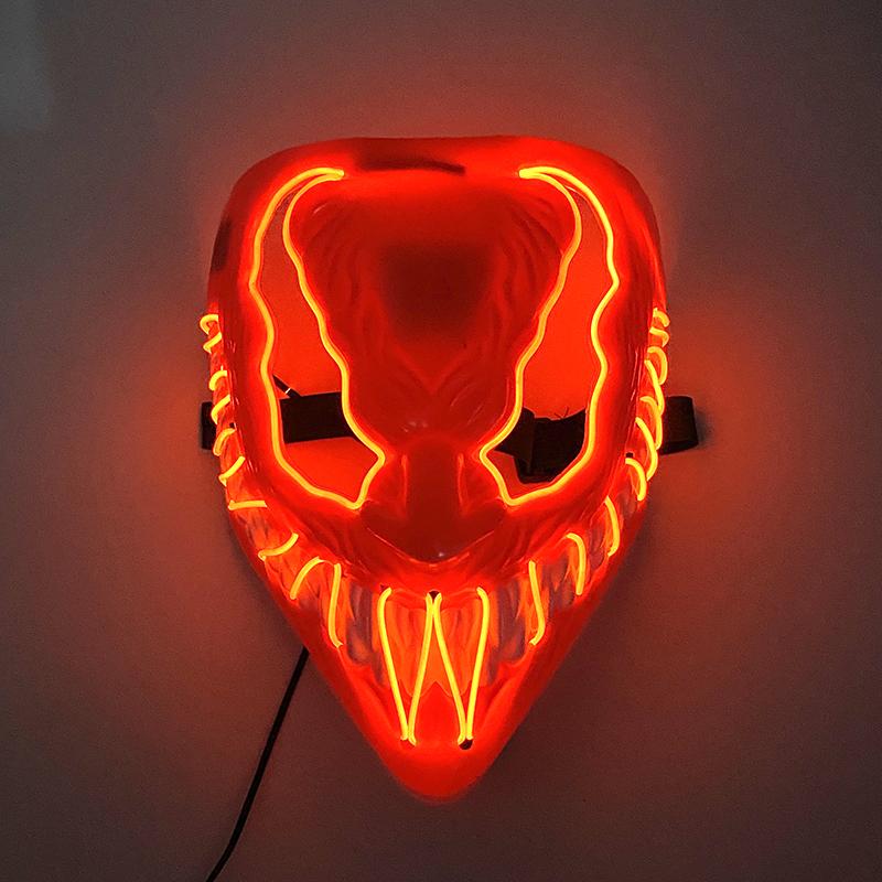 New Personalized Creative Halloween Led Glow Neon Terror Fluorescent Mask Mask