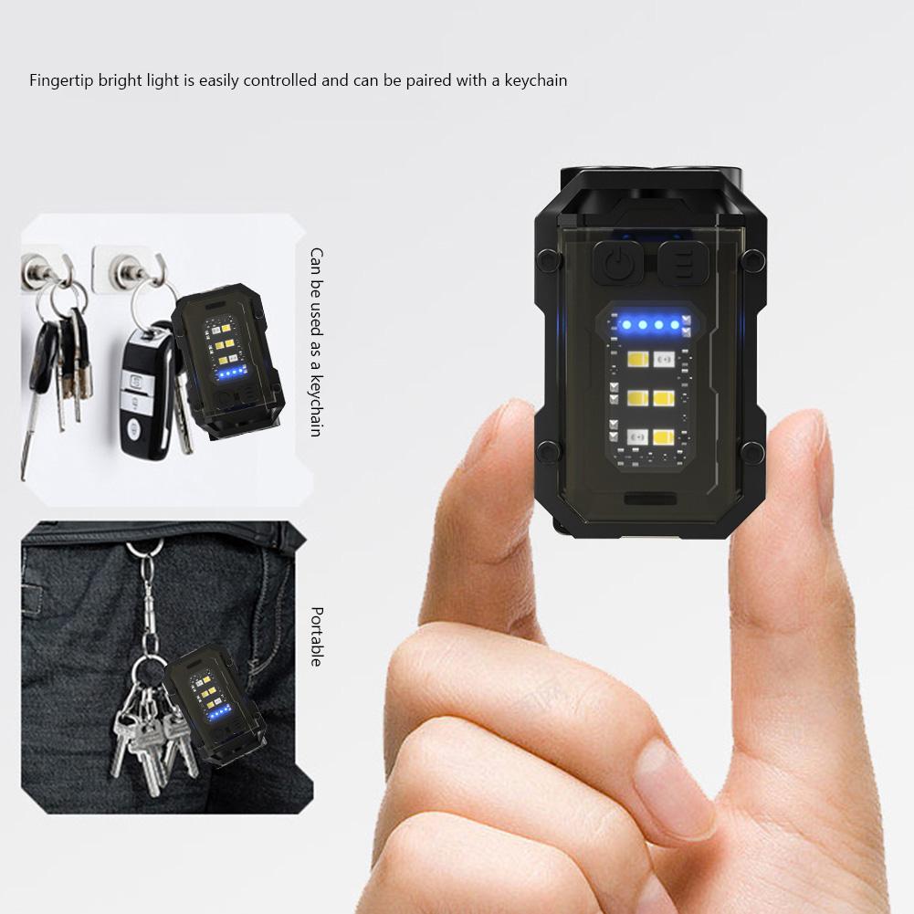 700mAh Portable Mini Keychain Light LED High Bright Flashlight Dual Light Source Outdoor Camping Fishing Magnetic Emergency Lamp
