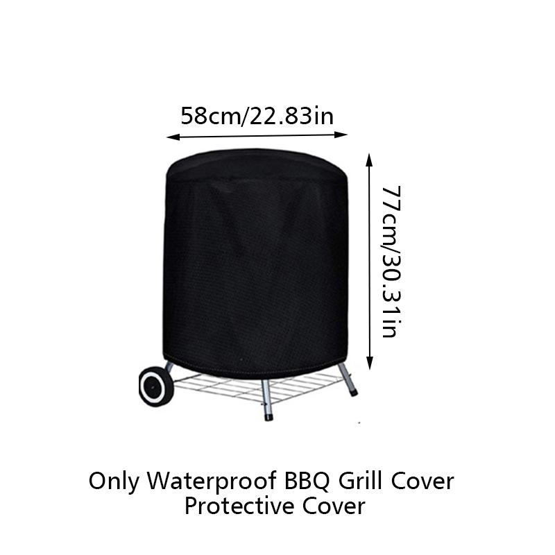 1PC Grill Protector Outdoor Barbecue Grill Cover School Round Camping Oxford Cloth Heavy Duty Black Kicthen