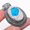 Natural Cavansite Crystal Gemstone 925 Sterling Silver Pendant 2.25" AP-14324