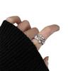 Women's Gradient Gem Three-Piece Ring Set - Elegant, Irregular Design