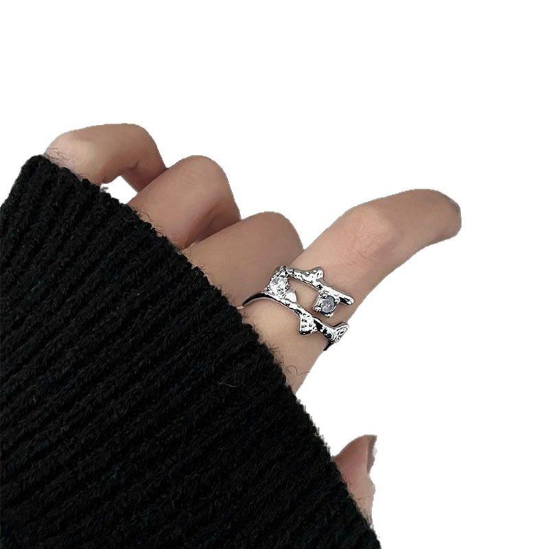 Women's Gradient Gem Three-Piece Ring Set - Elegant, Irregular Design