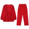Pajamas Women'S Autumn And Winter Island Velvet Red Natal Year Women'S Thin Velvet Loungewear Suit Winter