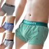 Soutong Vertical Stripe Cherry Print Men Underpants Comfy Elastic Waist Loose Boxer Underwear for Inside Wear