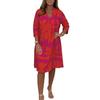 Women Floral Print Dress V Neck 3 4 Sleeve Midi Fall New Casual European American Style