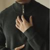 Men's Winter Long Sleeve V-Neck Zipper Polo Sweater 2024