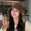 New hat women's autumn and winter wide-brimmed versatile knitted cold hat showing a small face, warm and cold-proof woolen bucket hat