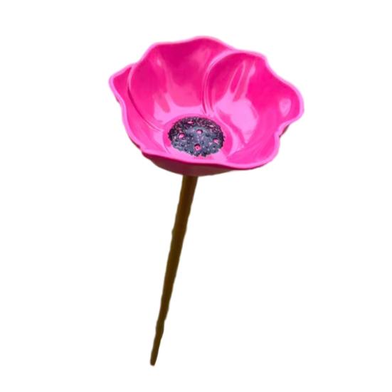 

Metal Flower Garden Stake Pollinator Watering Station Mini Bird Bath Drinking Bowl for Bees Butterflies Birds Outdoor Yard Decor