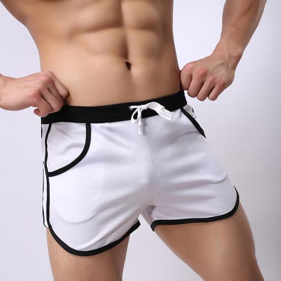 Men Color Block Summer Sports Gym Drawstring Shorts Beach Pants Swimming Trunks