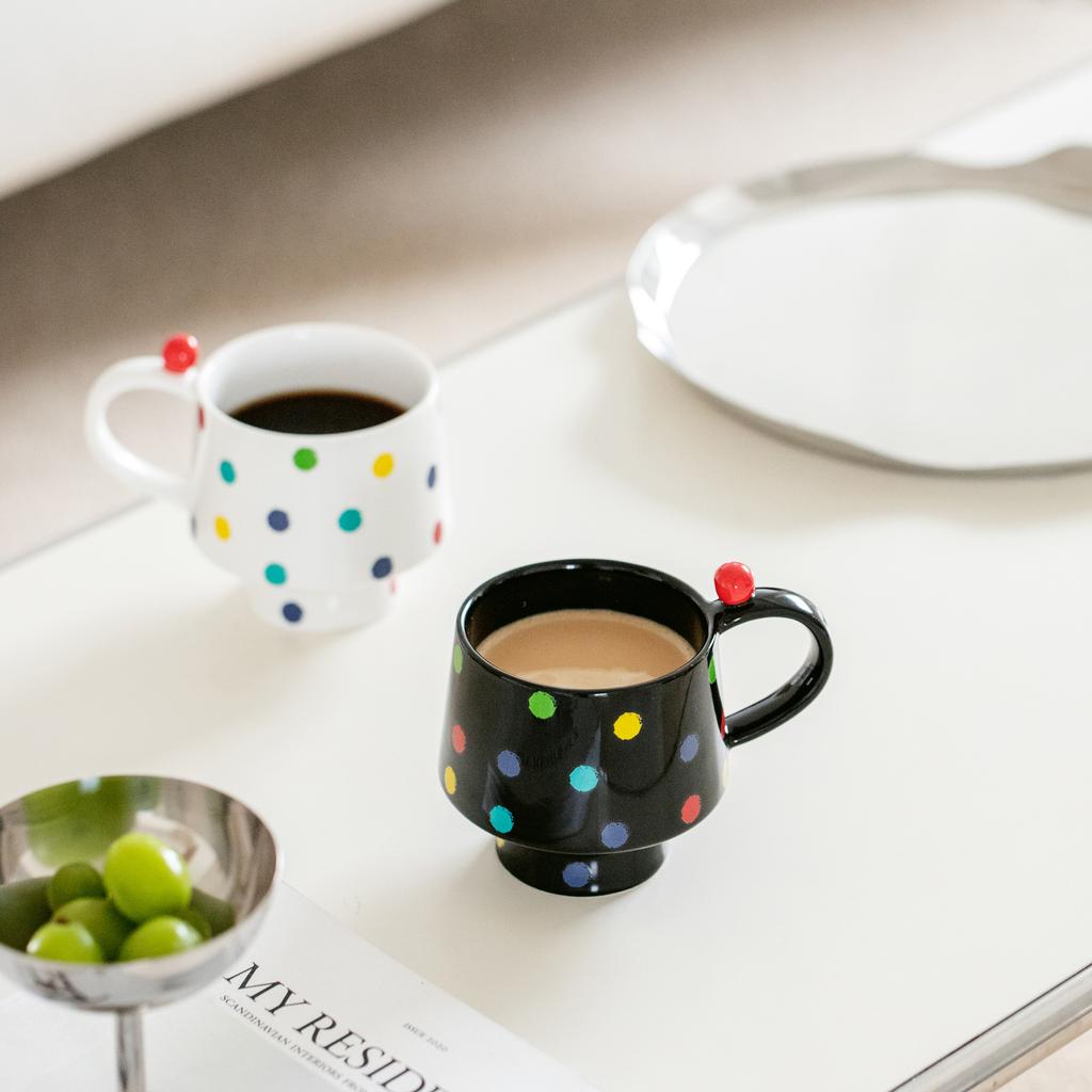 Creative Colorful Polka Dot Mug Creative Coffee Cup Couple High Precision Ceramic Cup Holding Household Drinking Cup