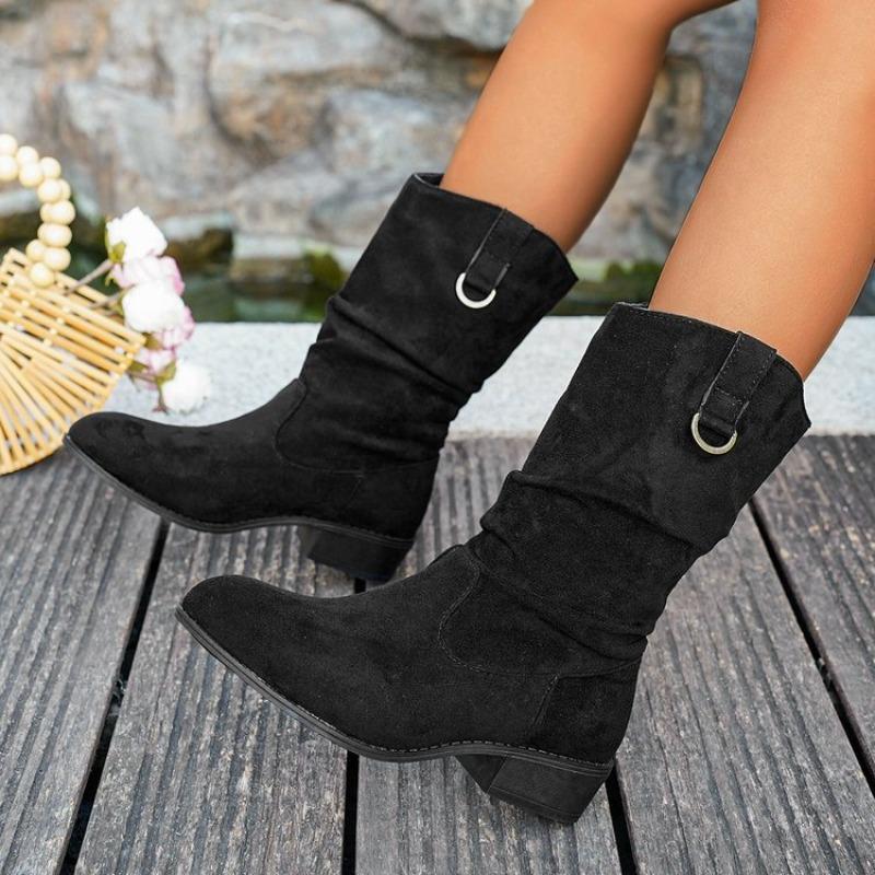 Women's Autumn European & American Style Knee-High Boots - Plus-Size, Chunky Heel, Thick-Soled, Versatile, Casual