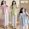 2026 Summer Maternity Set: Skin-Friendly Chiffon Top & Slimming Wide-Leg Pants