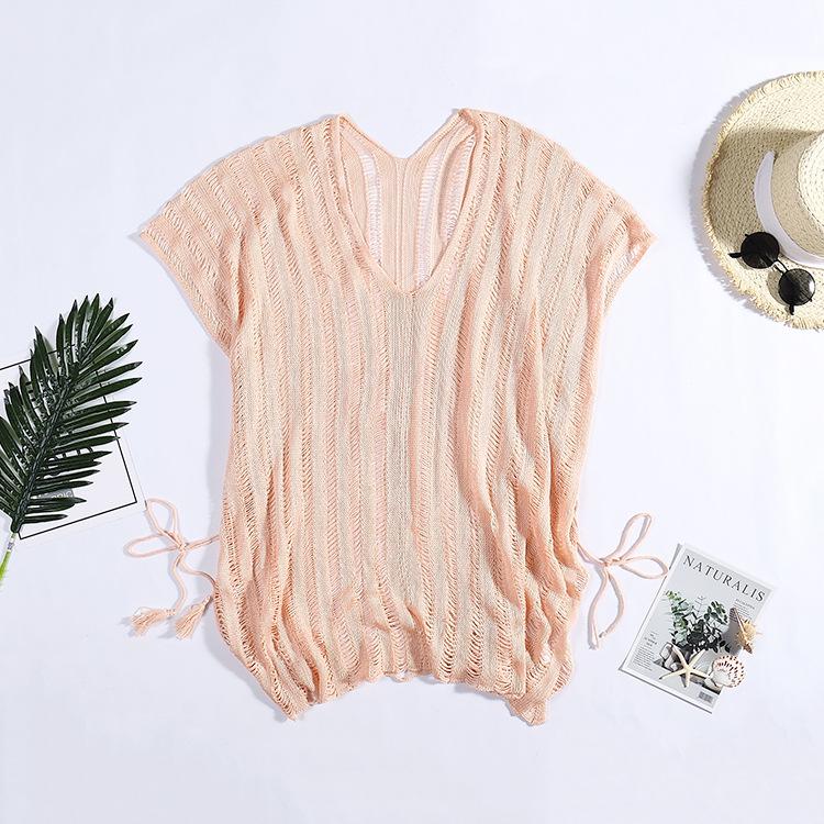 

Женские открытые вязаные свободные бикини больших размеров, верхний купальник, пляжная солнцезащитная одежда One Size розовый