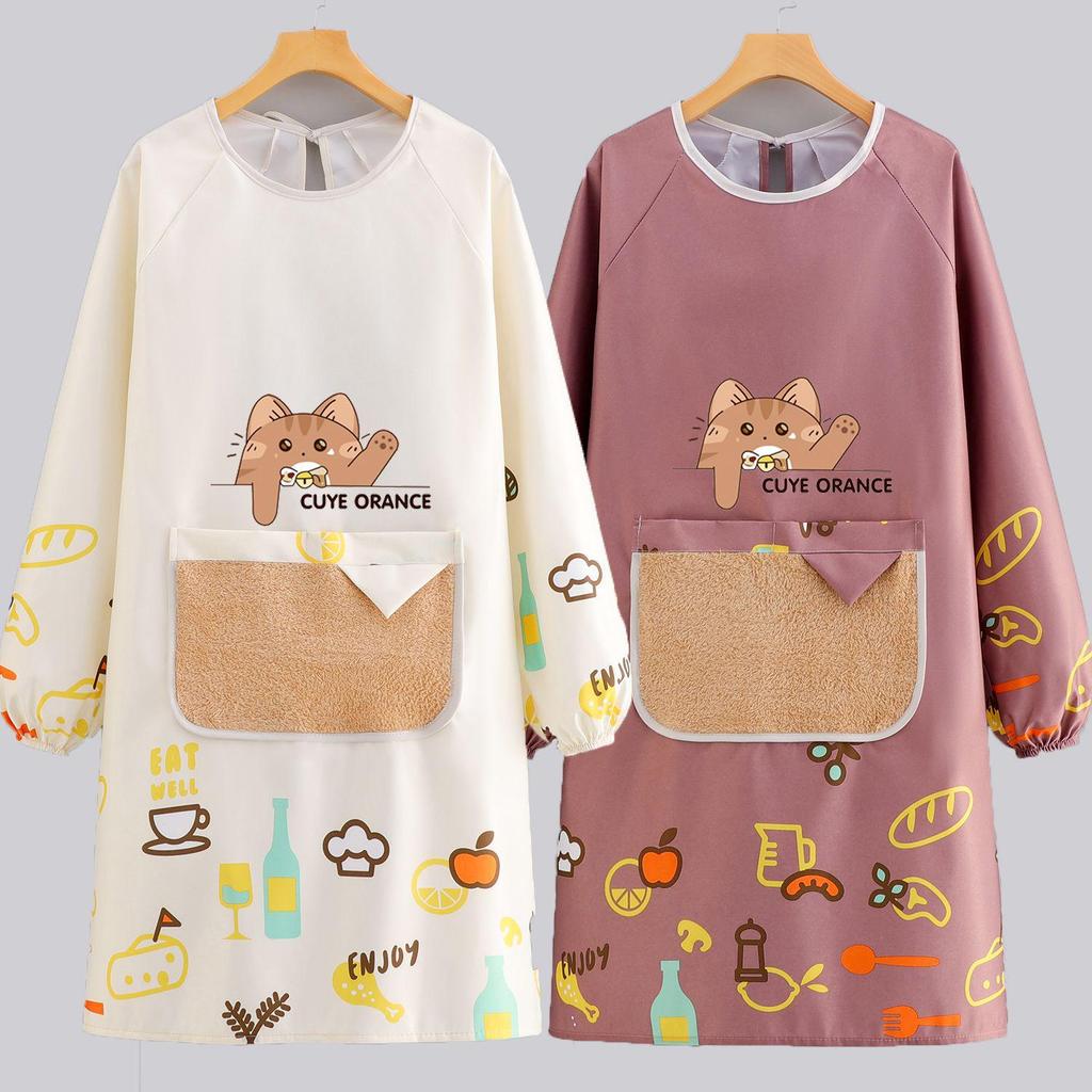 Young Pretty Waterproof Oil-Proof Long Sleeve Kitchen Apron - Stain-Resistant Work Wear