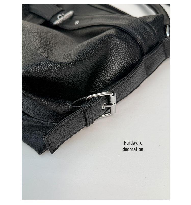 Retro Women's Large-Capacity Soft PU Tote with Leather Buckle - Single Shoulder & Crossbody Bag