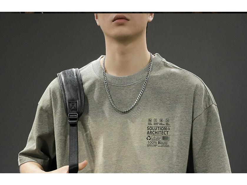 2025 Summer Men's Retro Washed Printed Short Sleeve Casual Tee - Loose Fit