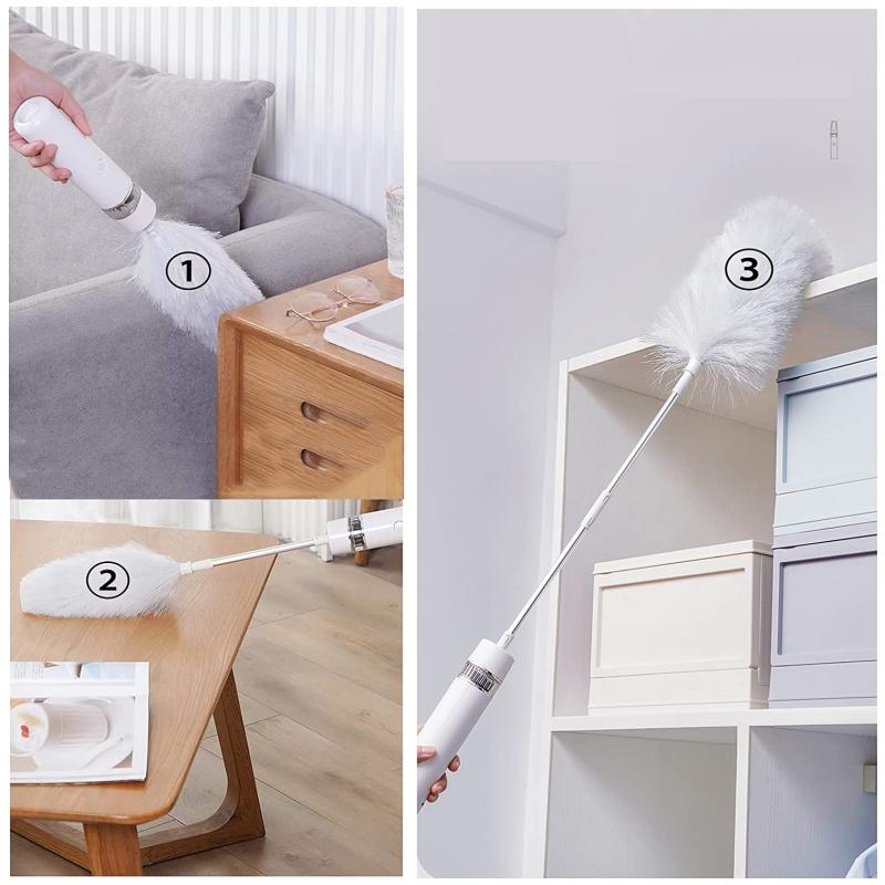 Electric Spin Feather Duster Brush Adjustable 360° Sofa Cleaning Duster Feather Household Cleaing Brush Clean Dust Rotating Tool