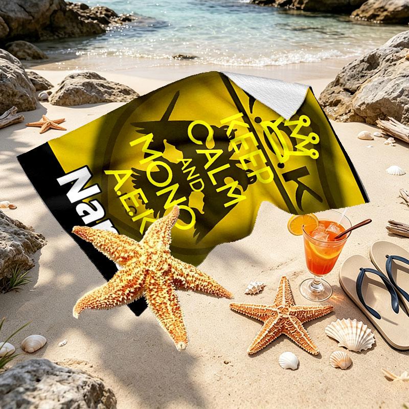 Custom Name Personalized AEK Athens FC Print Beach Towel, for Trip Camping Beach Party Home Decor, Birthday Gift for Family & Friends