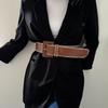 Harajuku Vintage Wide Belt Retro Western Cowboy Belt Adjustable PU Leather Waistband  Lady