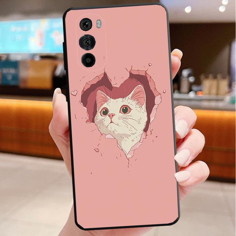 Cute Cat Phone Case For Motorola Edge 60 50 40 Pro 60 50 40 30 Ultra Neo Fusion Moto G Play G Stylus G Carcasas