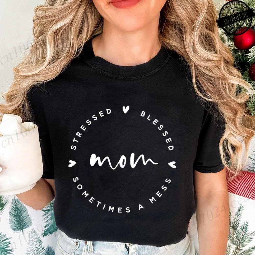 T-Shirts for Women Funny Mama Outfit Gift Graphic Tee Shirt Clothing Short Sleeve Women Summer Fashion Clothing Short Sleeve